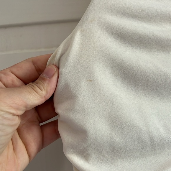 Abercrombie & Fitch White/Tan Vertical Color Block Ruched Bodycon Dress - Picture 6 of 6